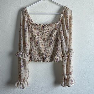 Wild Fable Floral Long Sleeve Crop Top